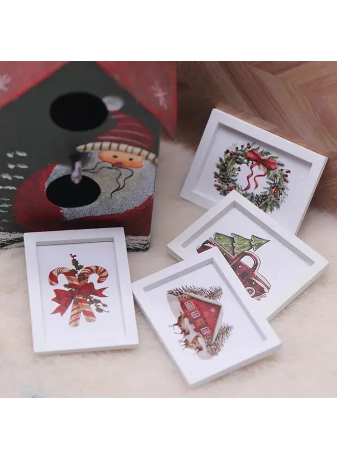 Random Pattern Painting 5pcs Mini Christmas Scene Wall Art For Dollhouse - Image 5