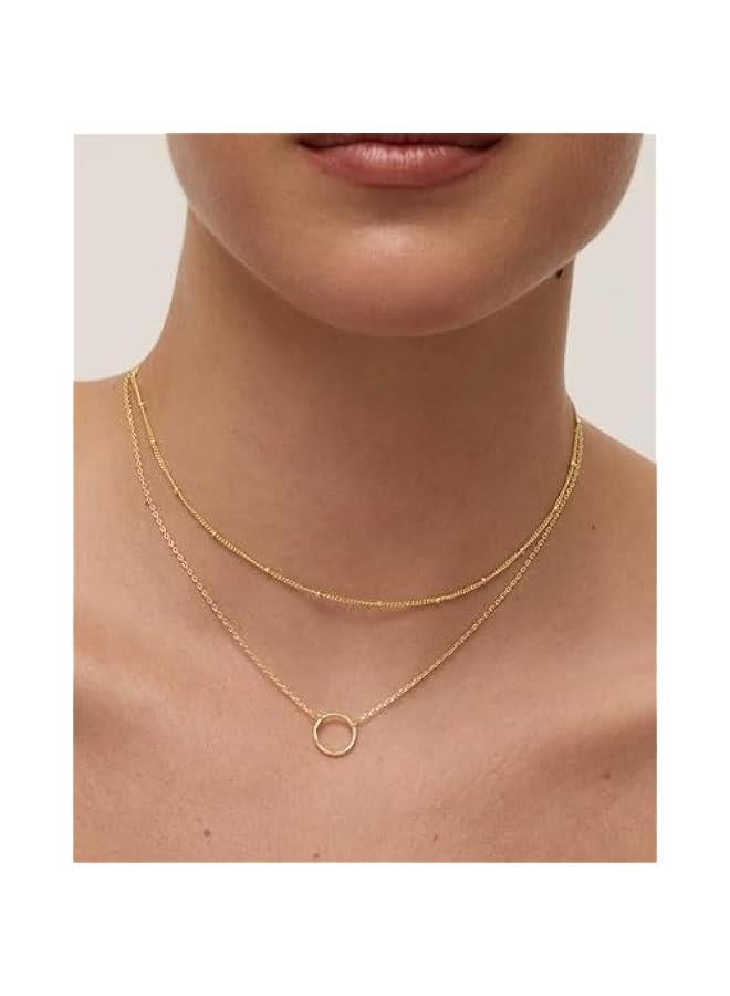 PAVOI 14K Gold Plated Layering Necklaces | Stylish Minimalist Design Pendant Necklaces | Bar, Circle, Lotus, Disc, Dog Tag, Horizontal Bar Pendants for Women  - Image 2