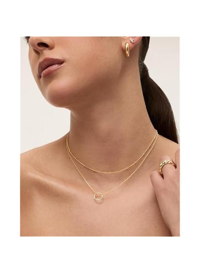 PAVOI 14K Gold Plated Layering Necklaces | Stylish Minimalist Design Pendant Necklaces | Bar, Circle, Lotus, Disc, Dog Tag, Horizontal Bar Pendants for Women  - Image 3