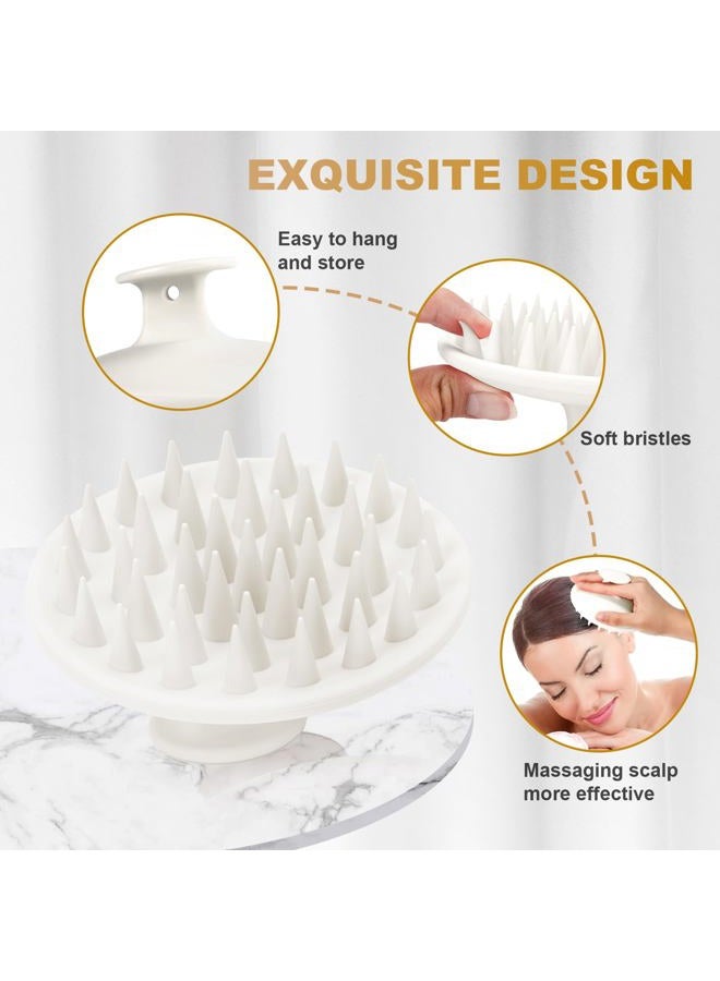 Meartchy Silicone Scalp Massager Shampoo Brush, Scalp Brush for Hair Growth & Dandruff Removal, Hair Scrubber Scalp Stimulator Exfoliator Brush with Soft Bristles for Wet Dry Scalp Care (White) - Image 3