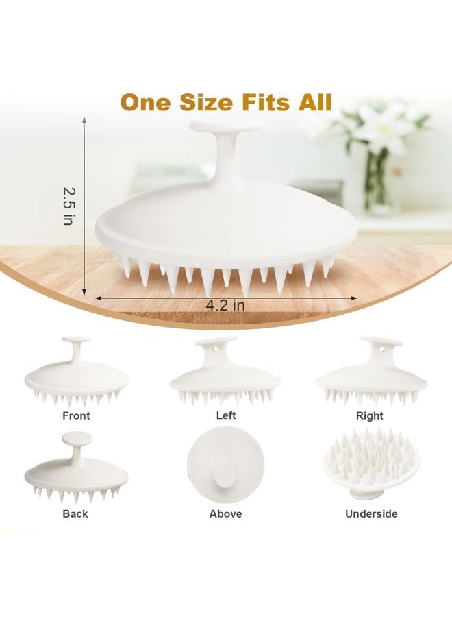 Meartchy Silicone Scalp Massager Shampoo Brush, Scalp Brush for Hair Growth & Dandruff Removal, Hair Scrubber Scalp Stimulator Exfoliator Brush with Soft Bristles for Wet Dry Scalp Care (White) - Image 2