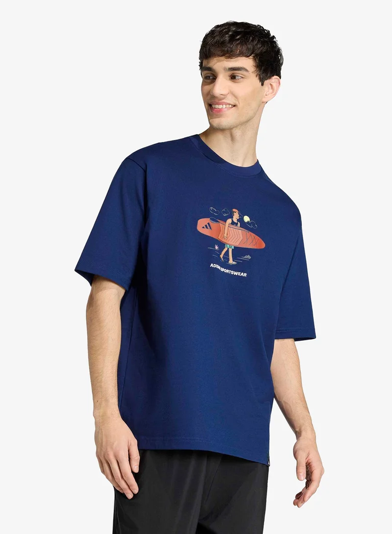 Adidas Doodle Stand-Up Paddle Graphic T-Shirt