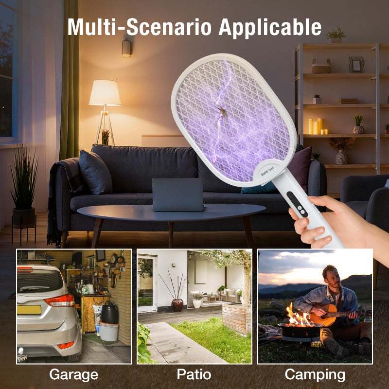 BALDR Electric Fly Swatter Racket, Foldable 2 in 1 Bug Zapper 3000V Powerful Mosquito Killer with Purple Attractant Trap Lamp, 1200mAh Type-C Rechargeable for Indoor Home Office Patio Camping - Image 5
