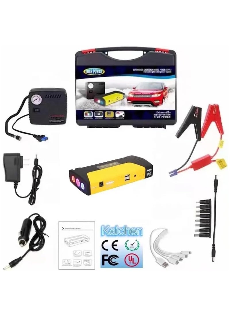 ZAMZIN Portable Car Jump Starter Power Bank with Air Compressor – 12V Battery Booster, USB-C Charger, LED Light, Type-C Power Bank, Car Battery Charger, Air Pump, Inverter, Camping & Phone Charger  - Image 2