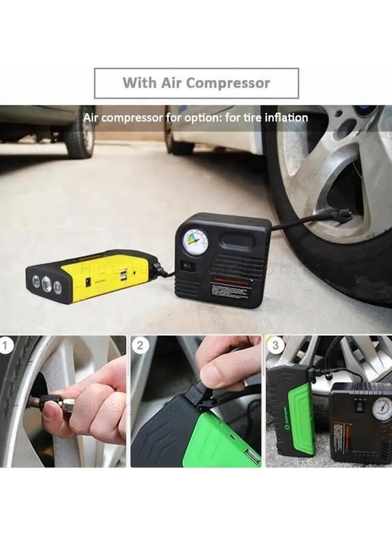 Portable Car Jump Starter Power Bank with Air Compressor – 12V Battery Booster, USB-C Charger, LED Light, Type-C Power Bank, Car Battery Charger, Air Pump, Inverter, Camping & Phone Charger - Image 2