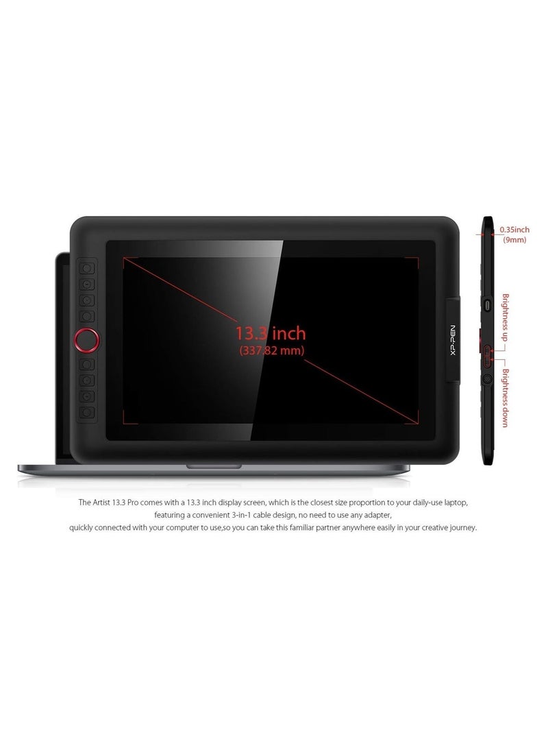 XP-PEN Artist 13.3 Pro Drawing Display, 13.3-Inch IPS Full-Laminated Graphics Monitor with 8192 Pressure Levels, 123% sRGB, Tilt Support & 8 Shortcut Keys - Image 4