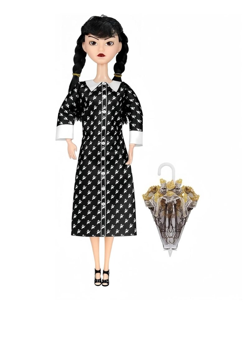 general Adms 11.5 inch toy doll with articulated and dotted long sleeves, black hair, black high heels doll, birthday gift for children and fans - Image 1