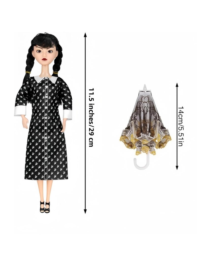 general Adms 11.5 inch toy doll with articulated and dotted long sleeves, black hair, black high heels doll, birthday gift for children and fans - Image 2