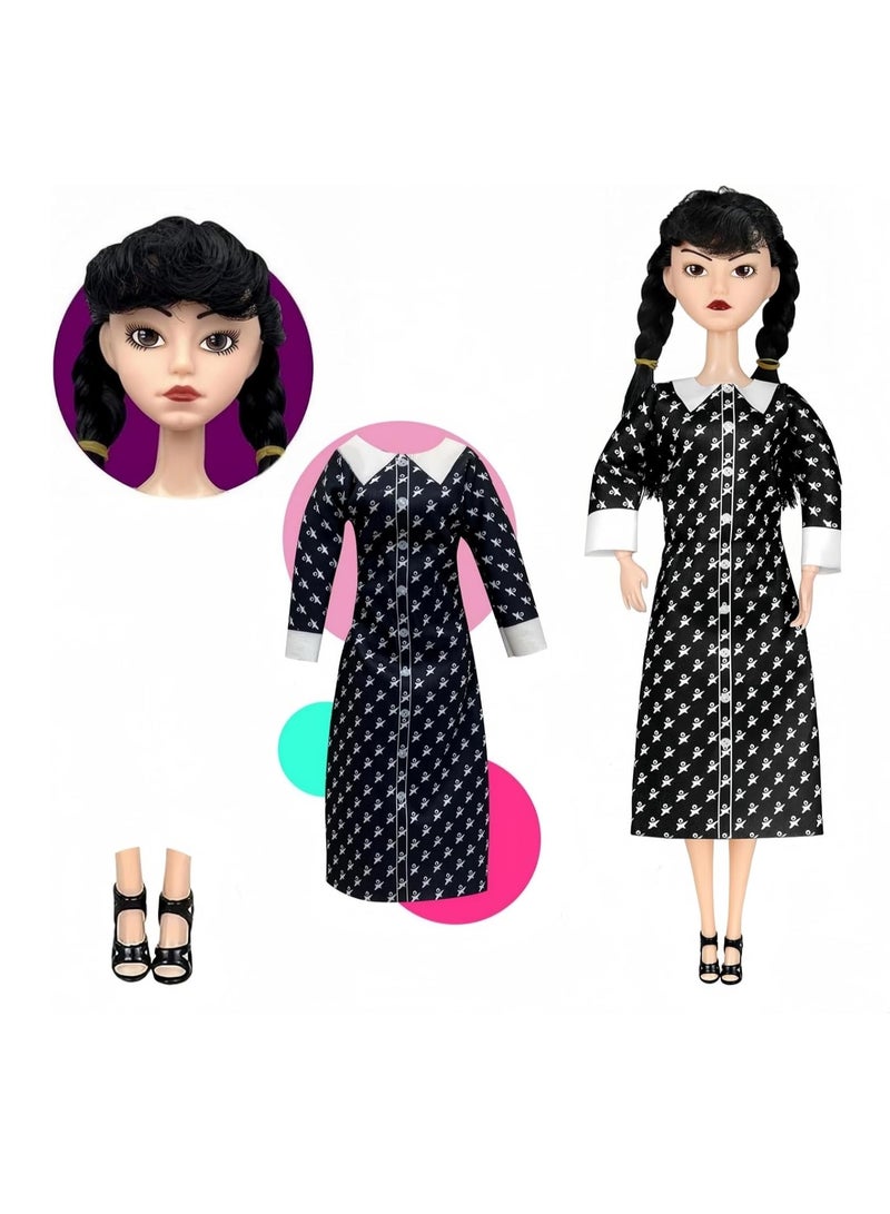 general Adms 11.5 inch toy doll with articulated and dotted long sleeves, black hair, black high heels doll, birthday gift for children and fans - Image 4