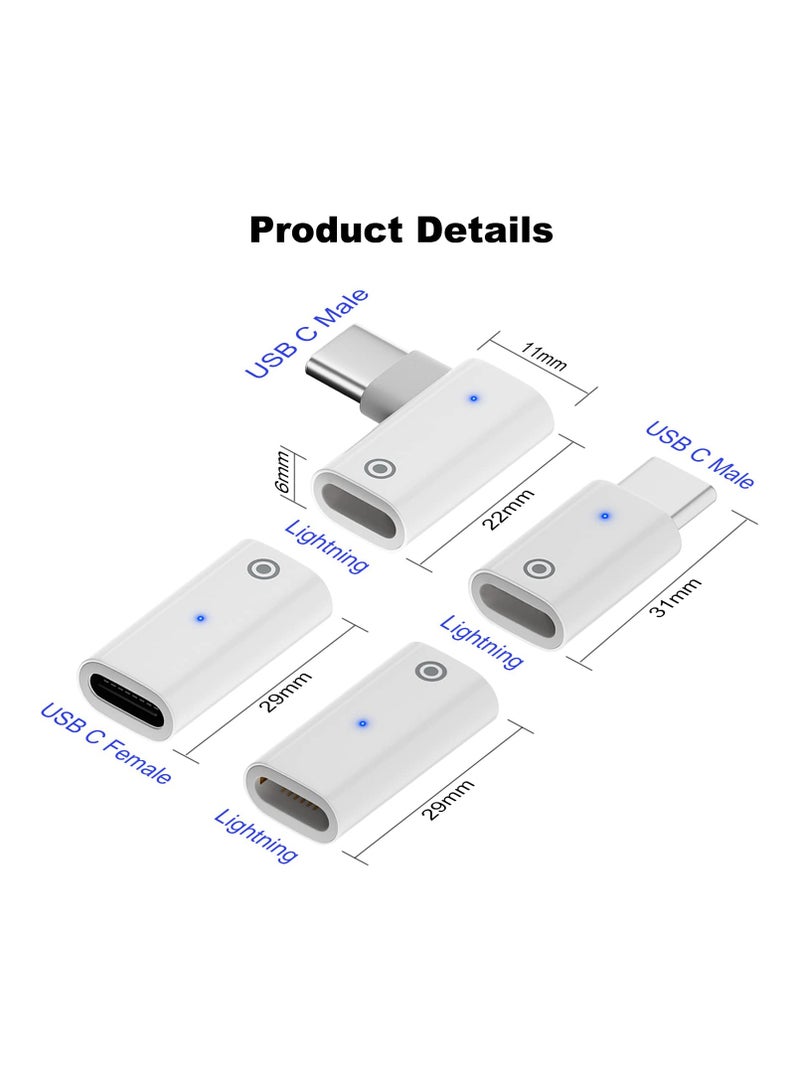 SYOSI Charging Adapter Compatible with Apple Pencil 1st Generation, Light USB C Male to Pencil 1st Gen Adapter, Female to Female Charger Connector, Four Charging Schemes (4 Pack) - Image 4