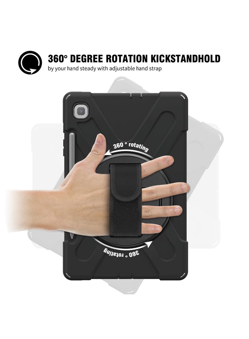 روك بو جراب لهاتف Samsung Galaxy Tab S6 Lite مقاس 10.4 بوصة 2024/2022/2020 (SM-P620/P610/P613/P615/P619) جراب سيليكون مع حامل دوار 360 درجة ومقبض وحامل قلم S لجهاز S6 Lite مقاس 10.4 بوصة - Image 4