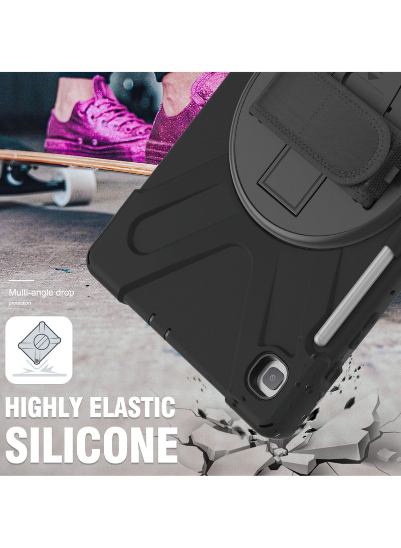 روك بو جراب لهاتف Samsung Galaxy Tab S6 Lite مقاس 10.4 بوصة 2024/2022/2020 (SM-P620/P610/P613/P615/P619) جراب سيليكون مع حامل دوار 360 درجة ومقبض وحامل قلم S لجهاز S6 Lite مقاس 10.4 بوصة - Image 5