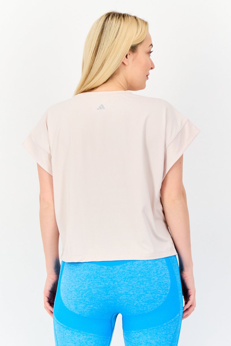Adidas تي شيرت رياضي نسائي قصير الأكمام في الهواء الطلق، وردي - Image 2