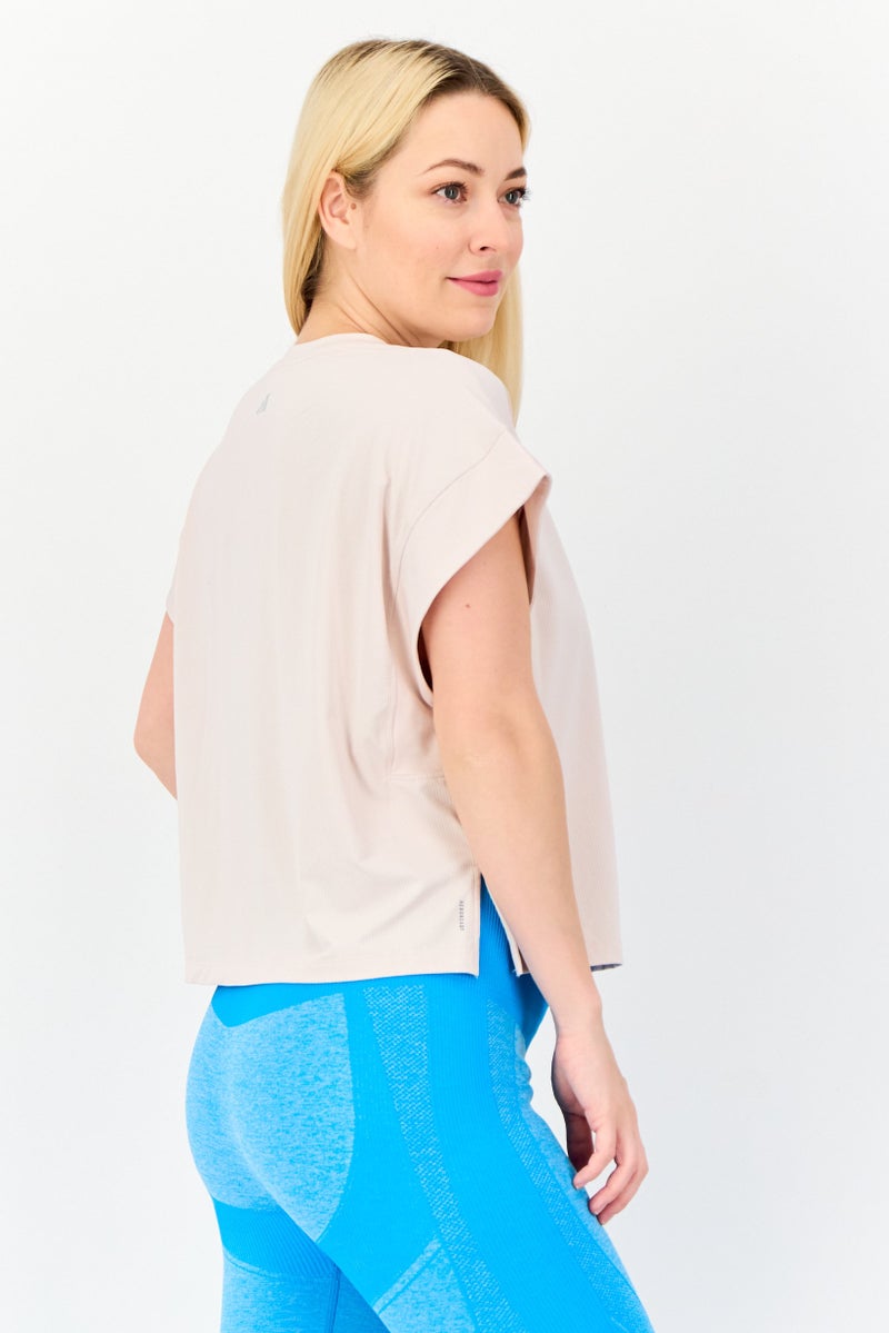 Adidas تي شيرت رياضي نسائي قصير الأكمام في الهواء الطلق، وردي - Image 4