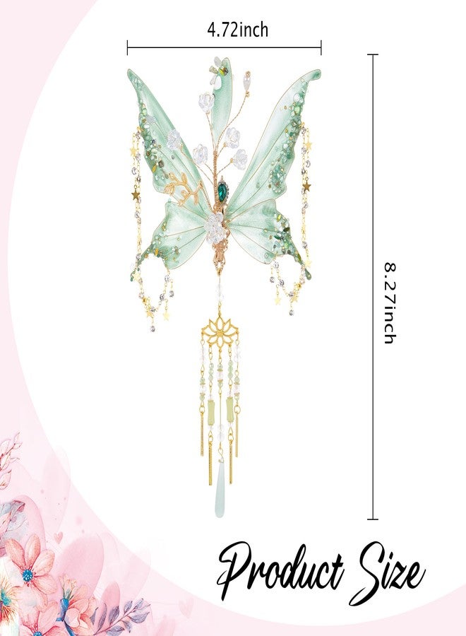 FRESHME Butterfly Hair Clip for Women - 1 Pc Green Fairy Hair Accessories with Tassel Butterfly Wings Elf Claw Clips Elven Hair Clamps for Photoshoot Prom Renfaire Fantasy Costume Cosplay - Image 4