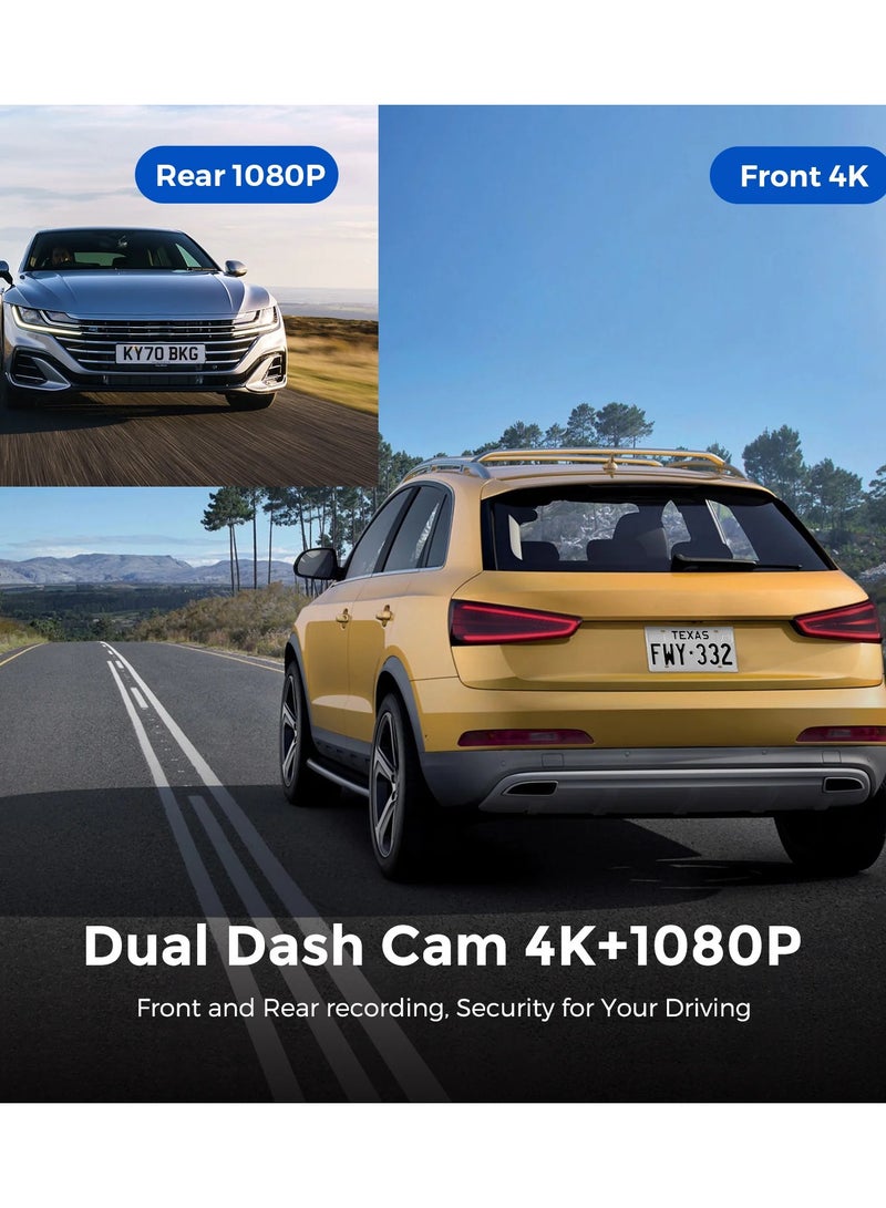 أزدوم داش كام ازدوم M300S أمامية بدقة 4K وخلفية بدقة 1080P – مزودة بواي فاي وGPS وتحكم صوتي، مع رؤية ليلية - Image 3