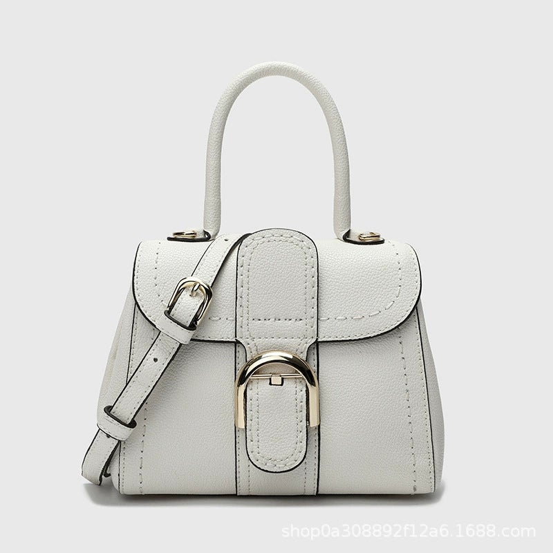 Simple Horseshoe Buckle Handbag, Fashionable And Versatile Single Shoulder Crossbody Lock Buckle Bag, First Layer Cowhide Women'S Bag - Image 5