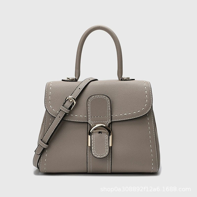 Simple Horseshoe Buckle Handbag, Fashionable And Versatile Single Shoulder Crossbody Lock Buckle Bag, First Layer Cowhide Women'S Bag - Image 1
