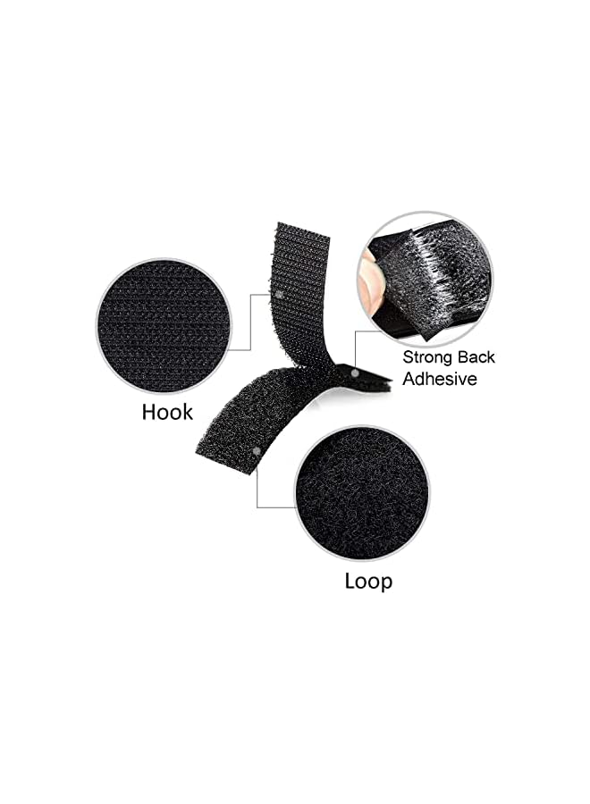 promass 1x4 inch Hook and Loop Strips with Adhesive - 15 Sets, Strong Back Adhesive Fasten Mounting Tape for Home or Office Use - Instead of Holes and Screws, Black - Image 2