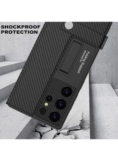 Aookay for Samsung Galaxy S25 Ultra Flip Wallet Case, PU Leather Magnetic Flip Kickstand Cover with Card Holder Slot, Anti-Shock Magnetic Buckle All-Around Protective (Carbon Fiber Black)  - Image 4