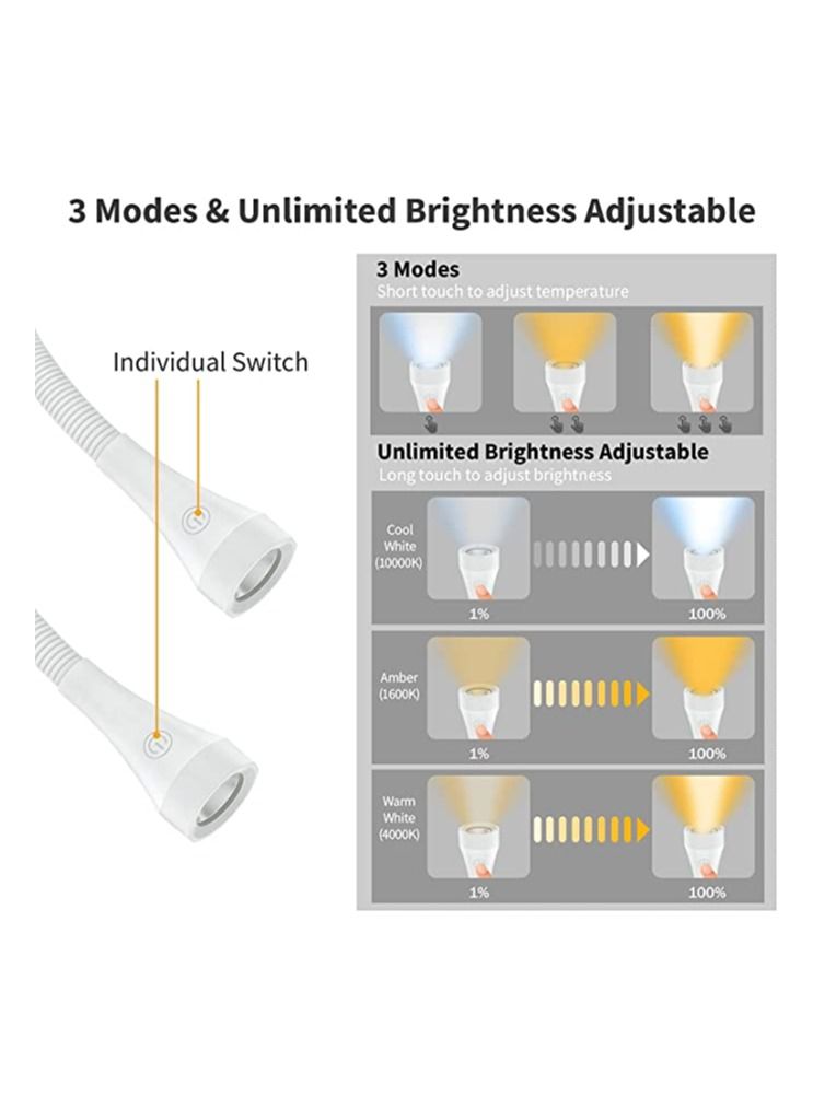 Y&D Neck Reading Light, 2000mAh Book Light for in Bed, 3 Colors Adjustable Brightness Up to 60 Hrs Reading, Knitting, Camping, USB Charging Outdoor Night Running  - Image 2