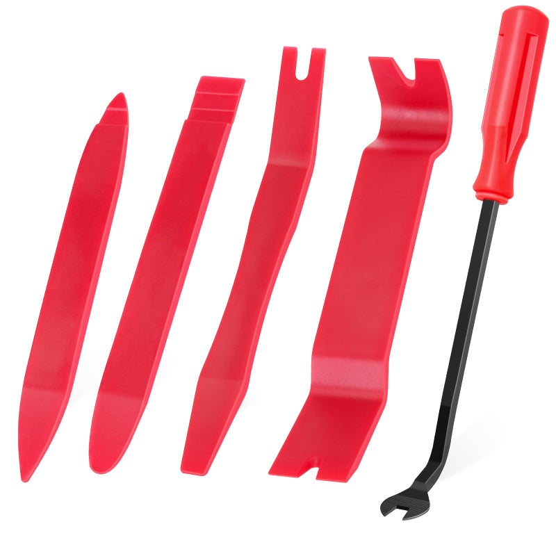 GLK Auto Trim Removal Tool Set 5pcs Plastic Pry Tool Kit Auto Trim Tool Prying Tool Car Door Panel Clip Revmoal Tool Fasteners Remover red - Image 3