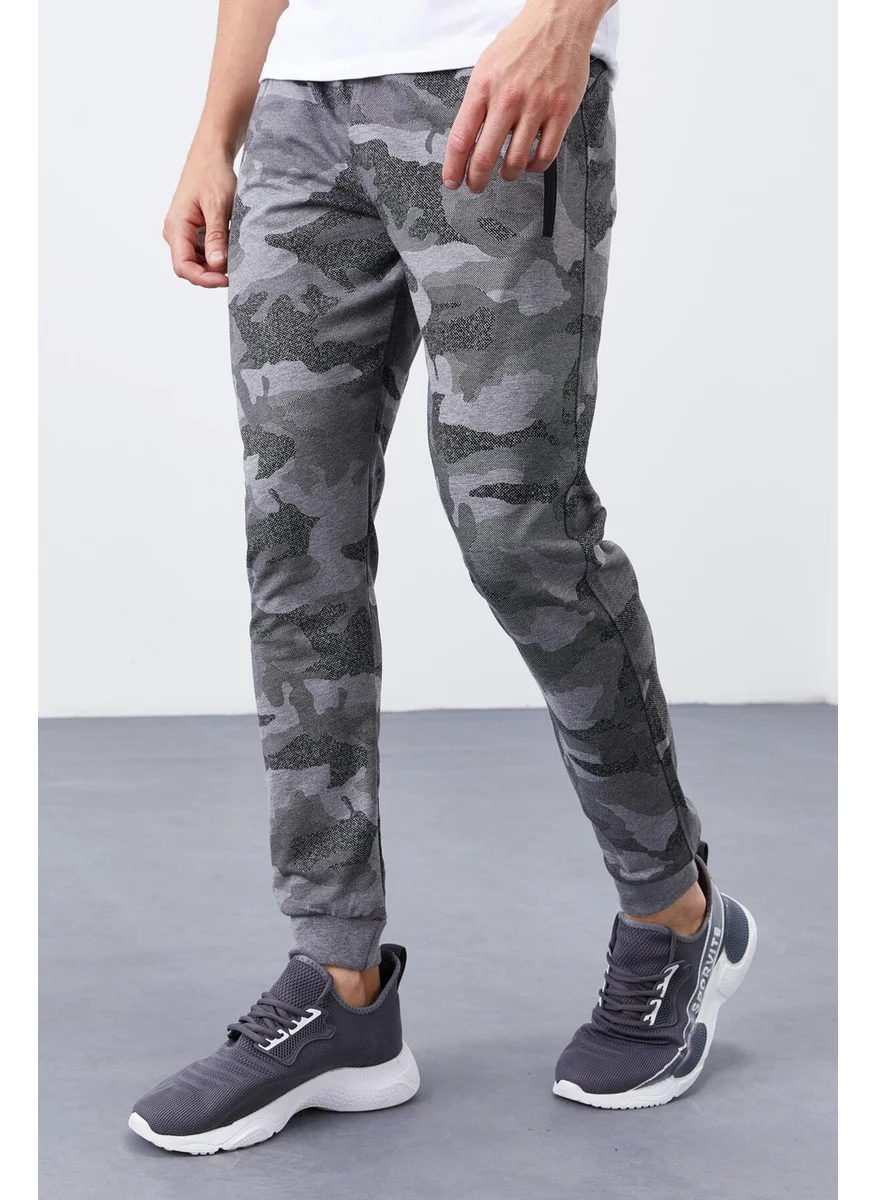 تومي لايف Gray Melange Men's Camouflage Patterned Slim Cut Jogger Tracksuit Bottom-84754