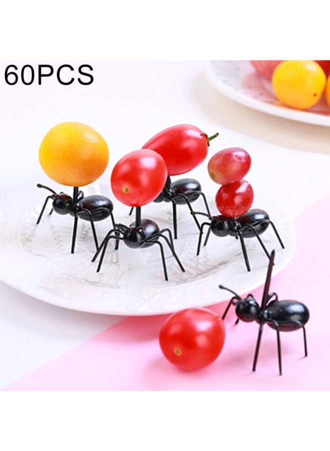 واي آند دي مجموعة شوك فواكه على شكل شغالات النمل من 60 قطعة أسود 1.8 x 2بوصة - Image 3