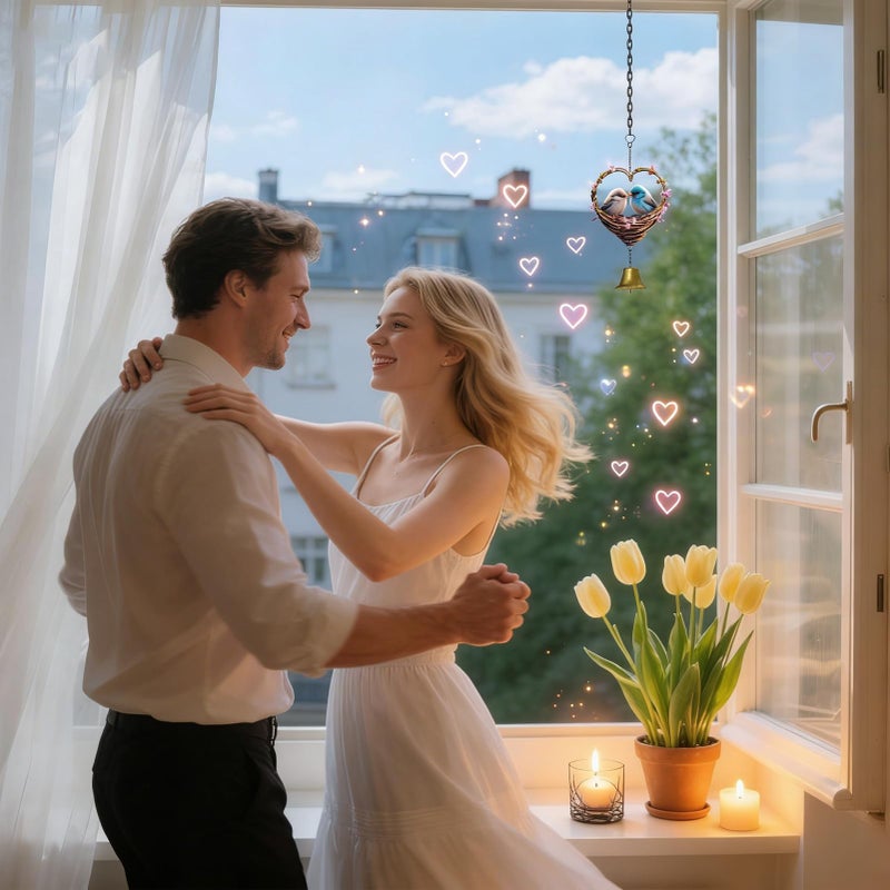 Acrylic Heart Wind Chime Outdoor Decor Soothing Sound Garden Patio Gift - Image 3