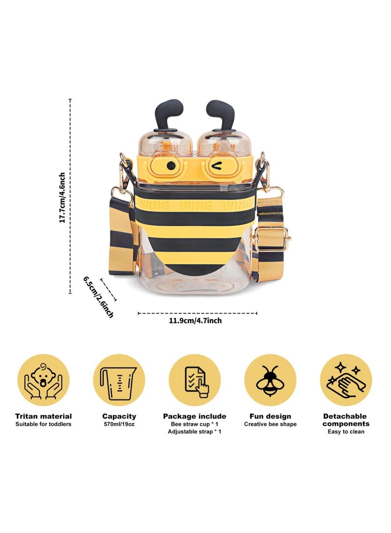 Captaintech Kids Water Bottle 19oz, BPA-Free Toddler Sippy Cup with Hard Spout, Adjustable Strap, Portable for Outdoor Sports and Travel - Image 4