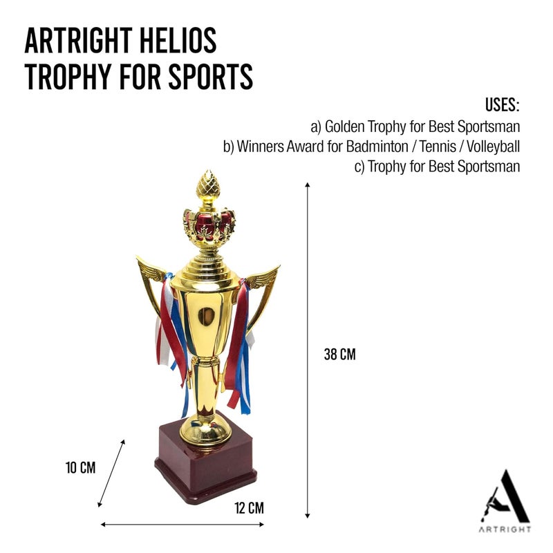 ArtRight Helios Trophy for Best Sportsman - Goldwinner Prize Trophy for Best Sportsperson ; Shiny Metallic Award for Sportspersons - Image 2