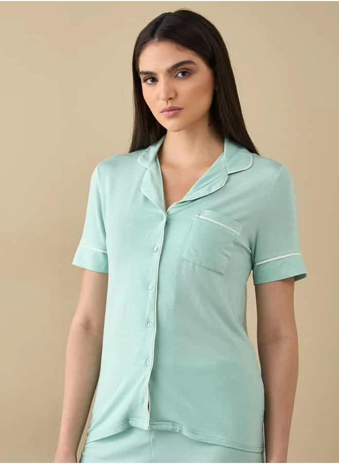فاف Notch Collar Shirt and Pyjama Set