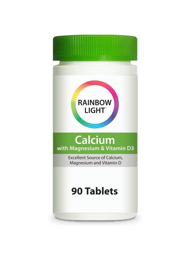 Rainbow Light Food-Based Calcium - Calcium, Magnesium, and Vitamin D Multivitamin Supplement; Supports Bone Density, Muscle Relaxation, and Calcium Absorption; 500 IU Vitamin D3 - 90 Tablets - Image 1