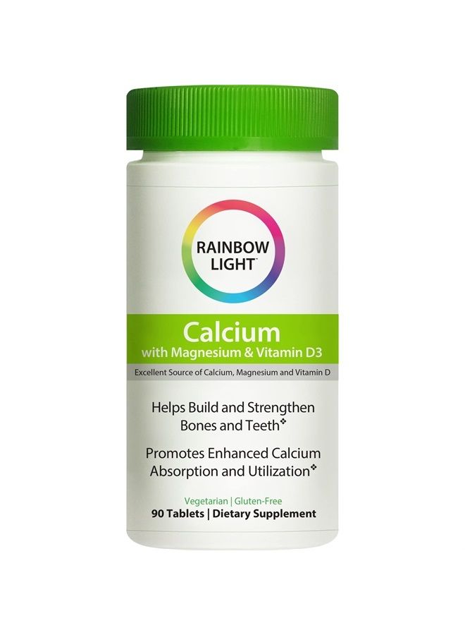Rainbow Light Food-Based Calcium - Calcium, Magnesium, and Vitamin D Multivitamin Supplement; Supports Bone Density, Muscle Relaxation, and Calcium Absorption; 500 IU Vitamin D3 - 90 Tablets - Image 2