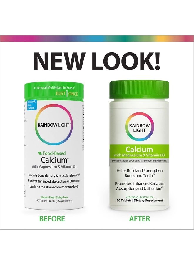 Rainbow Light Food-Based Calcium - Calcium, Magnesium, and Vitamin D Multivitamin Supplement; Supports Bone Density, Muscle Relaxation, and Calcium Absorption; 500 IU Vitamin D3 - 90 Tablets - Image 3