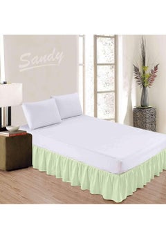 Sandy SANDY  High Hotel Quality Bed Skirt 1 Piece, Twin Single Size 100 X 200 + 25 cm, Tailored Drop, Classic Plain Solid ,Soft & Decorating, light Green  - Image 1