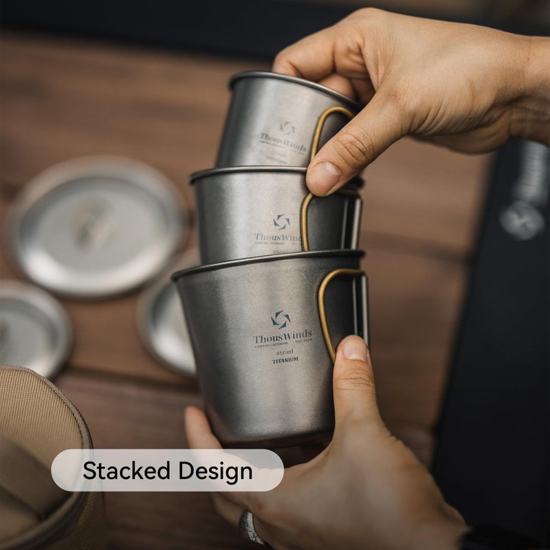 Thous Winds Titanium Mug, 350ml Camping Cup with Lid, Outdoor Titanium Lightweight Coffee Mug for Hiking Backpacking Camping - Image 5