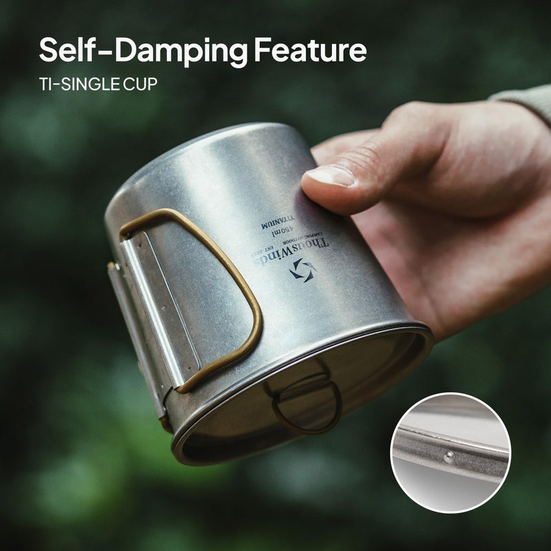 Thous Winds Titanium Mug, 350ml Camping Cup with Lid, Outdoor Titanium Lightweight Coffee Mug for Hiking Backpacking Camping - Image 3