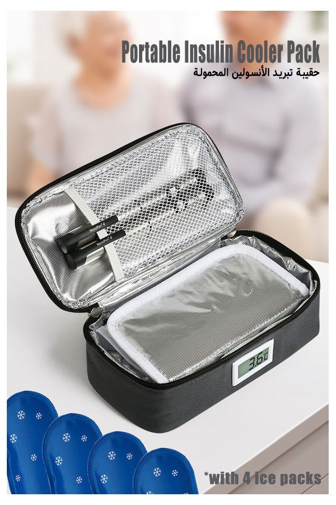 Super ZYouth 48h Medical Insulin Cooler Travel Case with 4 Ice Packs - TSA Approved Portable Insulin Bag, Medical Cooler Bags with Temperature Display for Diabetic Insulin Pen&vials Storage Organizer(Grey) - Image 1