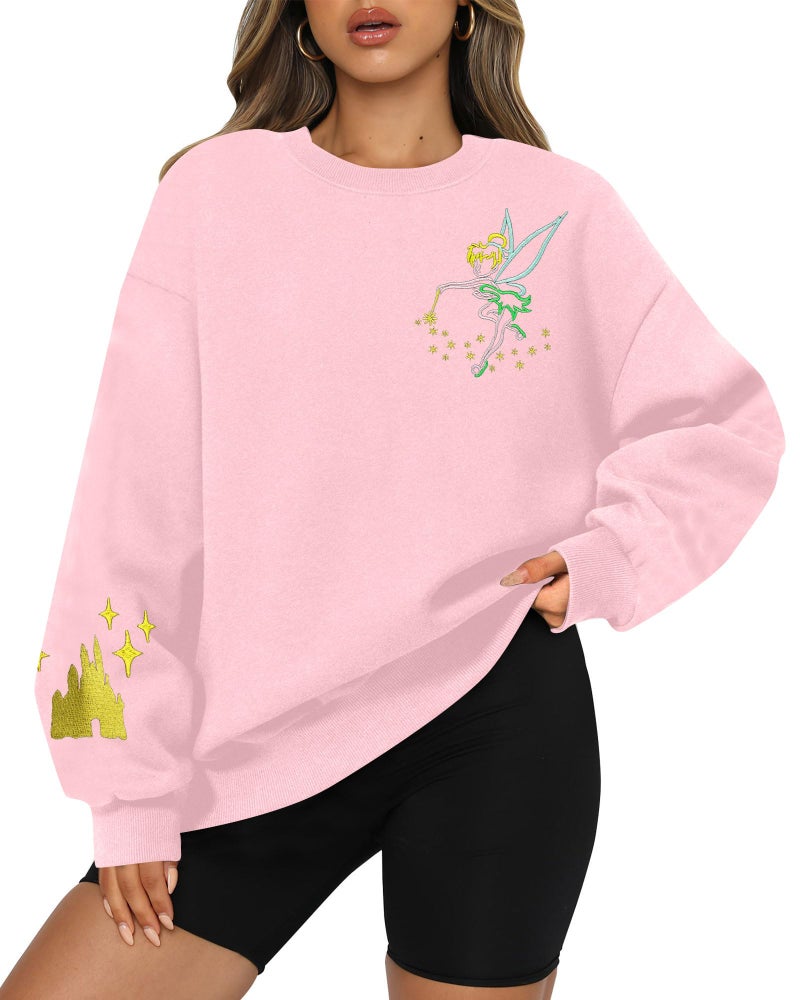 MAXIMGR Magic Kingdom Sweatshirt Women Embroidered Princess Sweater Cute Fairy Shirt Family Vacation Castle Graphic Top - Image 2