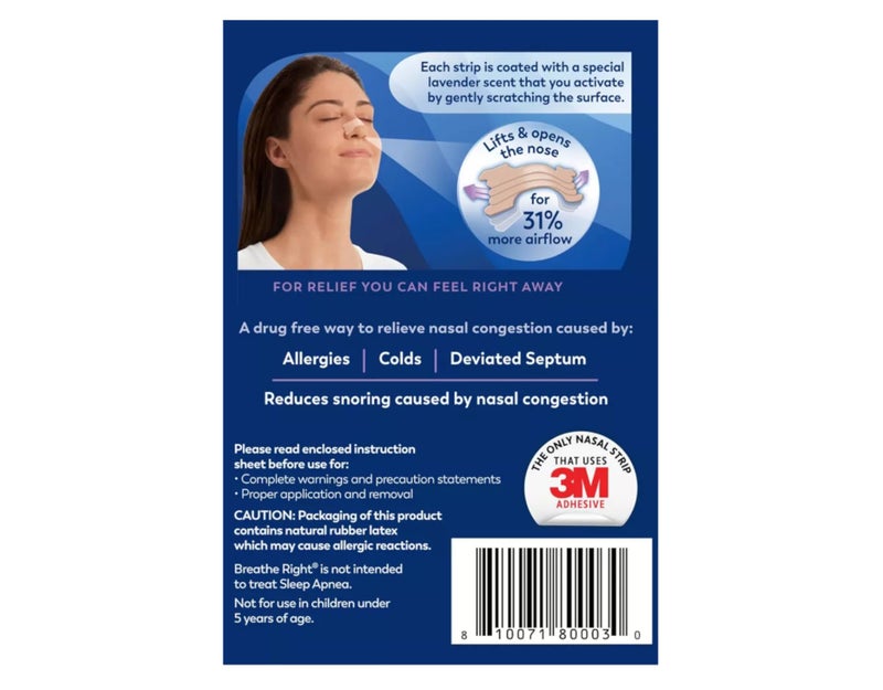 Breathe Right Nasal Strips, Lavender Scent 26 Count (4 Pack) - Image 5