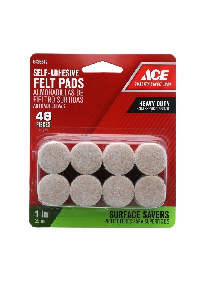 ACE 48-Piece Round Self Adhesive Felt Pads Brown 1 Inch 9972 - Image 3