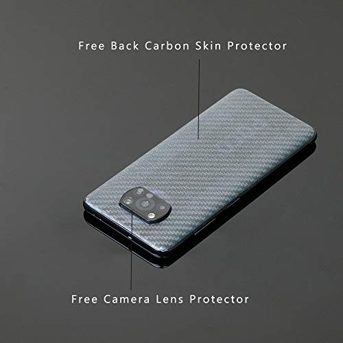 Ibywind Screen Protector For Xiaomi Poco X3/X3 Pro,with 2Pcs Tempered Glass,1Pc Camera Lens Protector,1Pc Backing Carbon Fiber Film [Fingerprint Reader,Easy to install] - Image 4