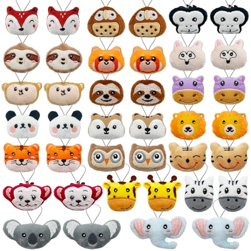 XIPEGPA 40 PCS Mini Jungle Animal Plush Toys Set Cute Small Animal Stuffed Keychain for Party Favors Keychain Ornament for Goody Bag Easter Egg Stuffers Carnival Birthday Party Classroom Prizes 20 Styles - Image 1