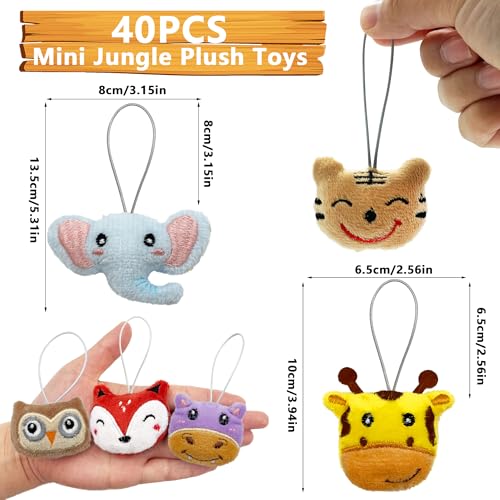 XIPEGPA 40 PCS Mini Jungle Animal Plush Toys Set Cute Small Animal Stuffed Keychain for Party Favors Keychain Ornament for Goody Bag Easter Egg Stuffers Carnival Birthday Party Classroom Prizes 20 Styles - Image 5