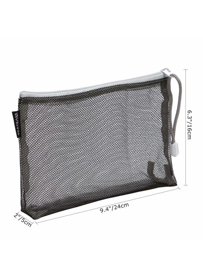 Sea Team 6pcs Multicolored Portable Travel Toiletry Pouch Nylon Mesh Cosmetic Makeup Organizer Bag with Zipper, Colorful - Image 5