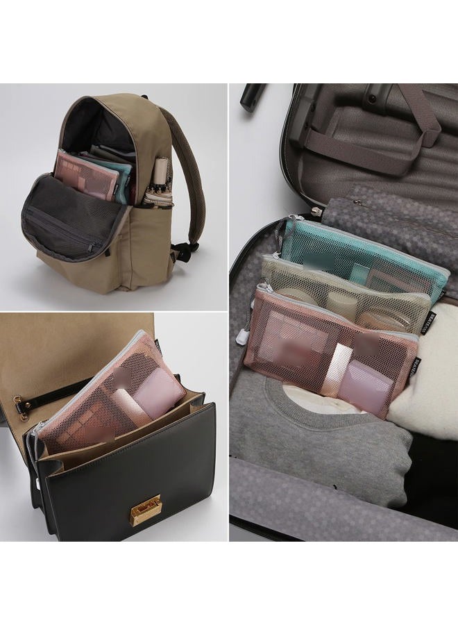 Sea Team 6pcs Multicolored Portable Travel Toiletry Pouch Nylon Mesh Cosmetic Makeup Organizer Bag with Zipper, Colorful - Image 3