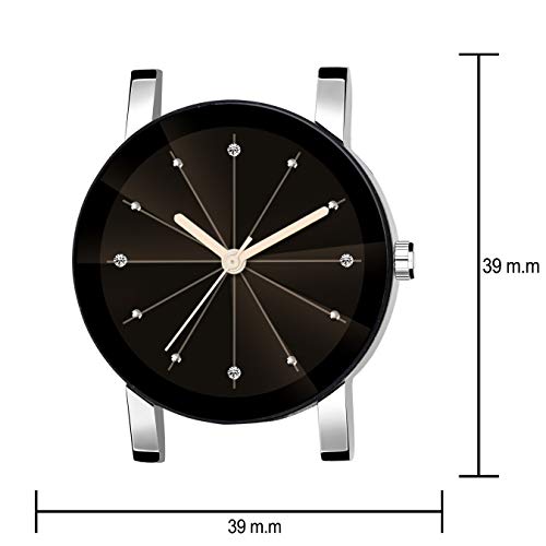 SWADESI STUFF Black Dial Crystal Analog Watch For Women & Girls - Leather - Image 3