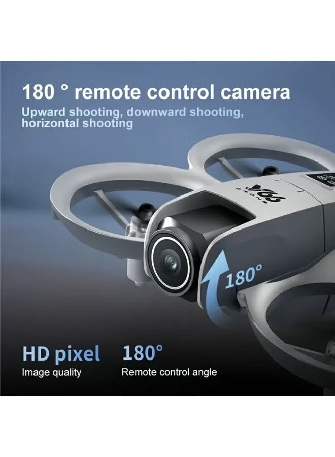 Generic V66 HD Dual Camera RC Drone Optical Flow Obstacle Avoidance Quadcopter with 2 Battery - Grey - Image 4
