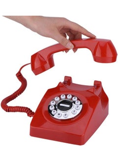 klarako Retro Landline Phone, Western Style Vintage Vintage Phone, Home Office Table Phone, Desktop Phone(Red)  - Image 3